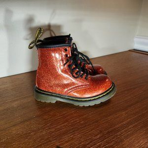 Dr.Martens Orange Glitter AirWair with Sole Bouncing Boots Toddler (8)